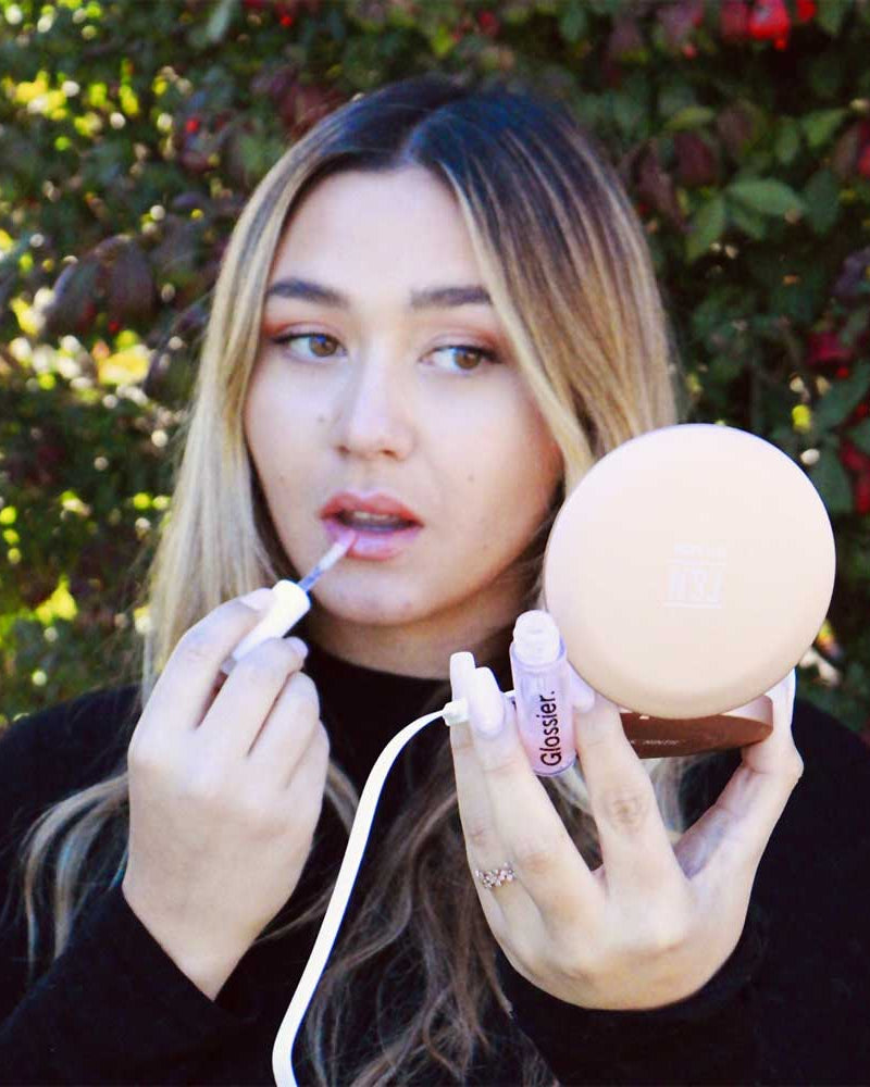 Cute compact mirror phone charger