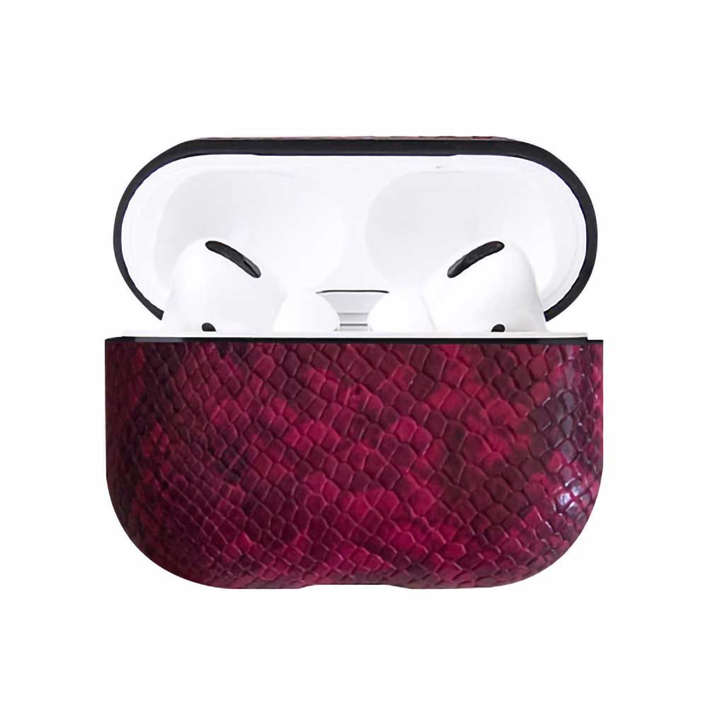 Pink snake skin vegan leather airpod pro case