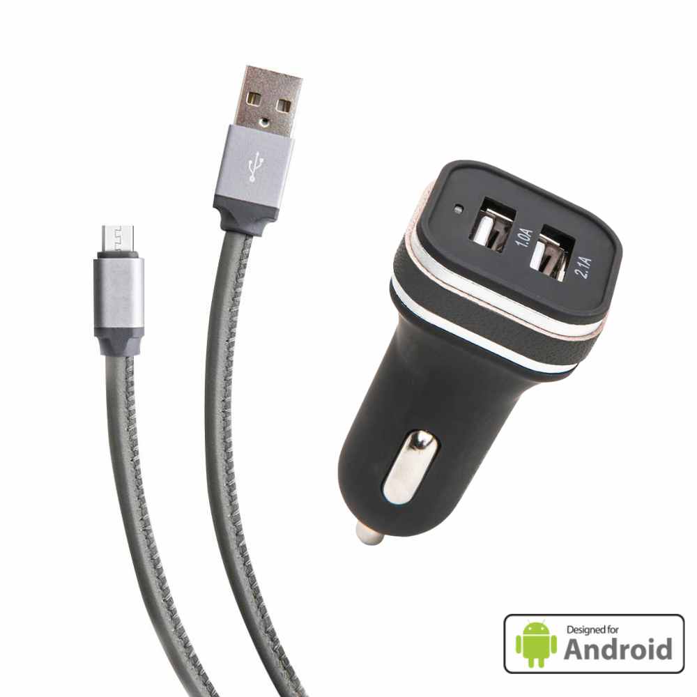 Car Charger & Cable Set - Android Phone, 3-Ft