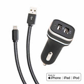 Car Charger & Cable Set - Apple MFi Certified Lightning Cable for iPhones & iPads, 3-Ft