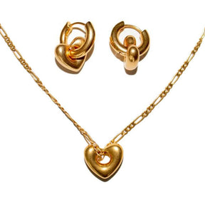 Piper Puffed Heart Necklace & Earrings Bundle