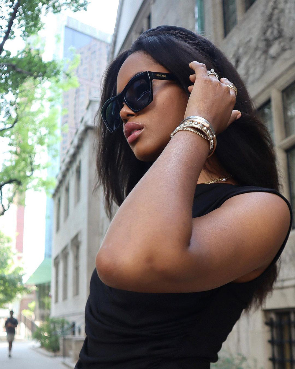 Clara | Geometric Oversized Polarized Sunglasses | Fifth & Ninth