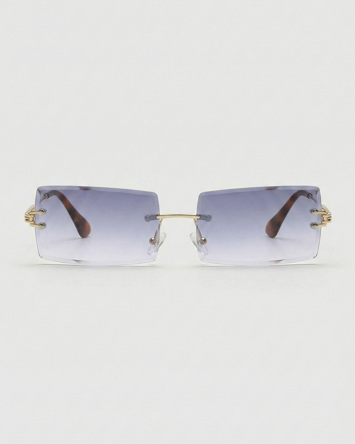 Stainless Steel Rimless Sunglasses Y2K Polarized Mirror Lens Gunmetal Oversized Square Rimless Mirrored Polarized  main image 3