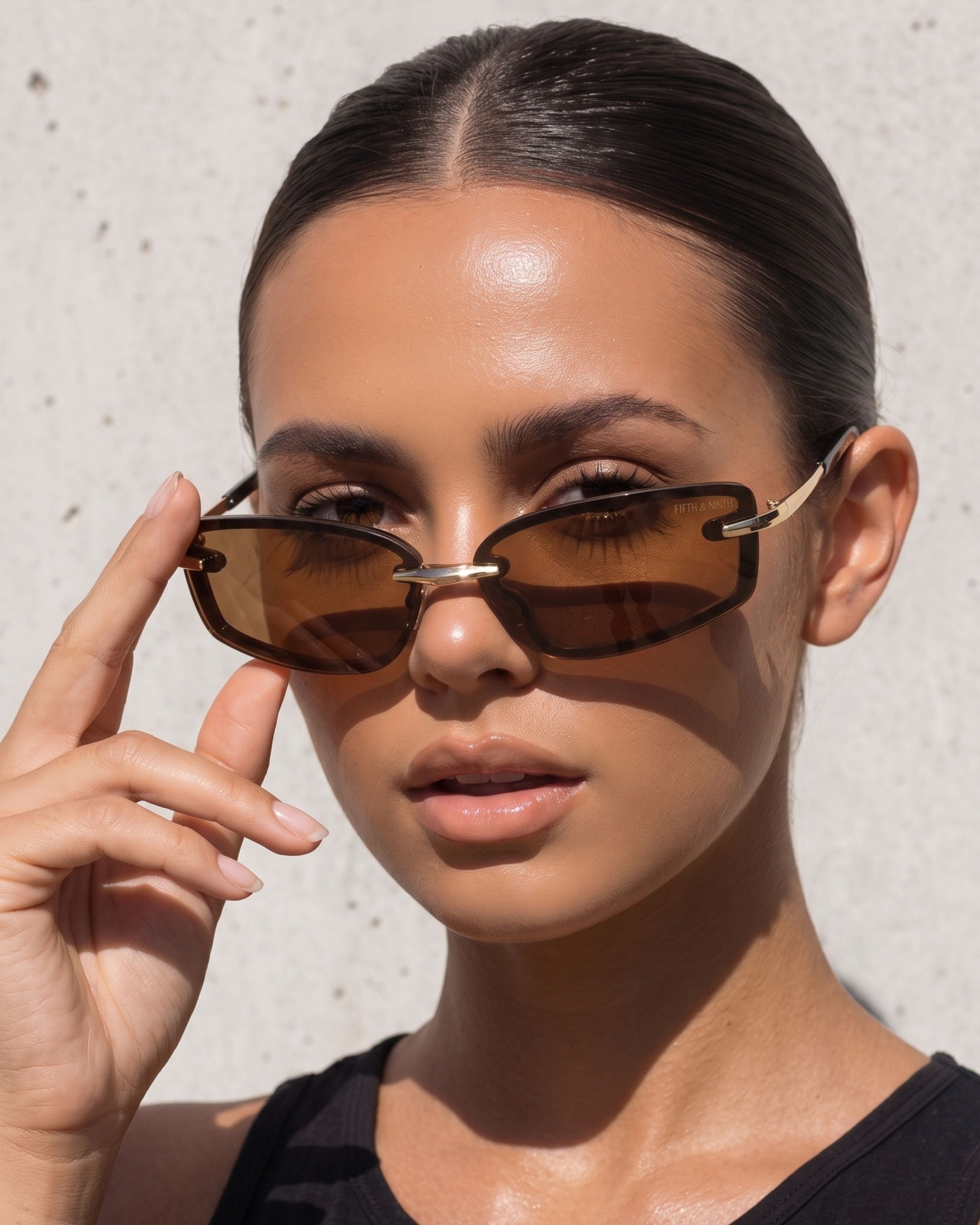 Zuri | Rimless Wraparound Sunglasses | Fifth & Ninth – Fifth and Ninth