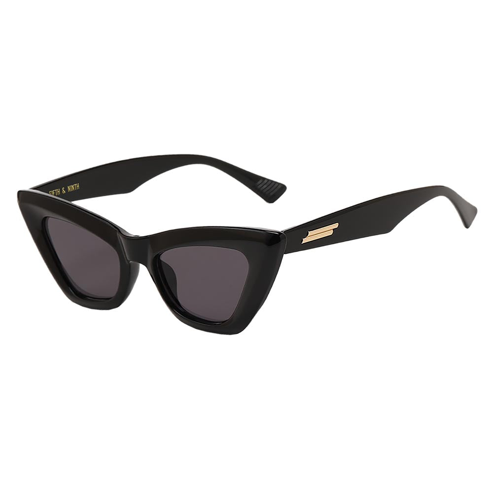 Siena black cat eye glasses with geometric accent on outer temple