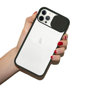 Black sliding camera cover phone case