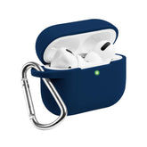 silicone airpod pro case with carabiner keychain in navy