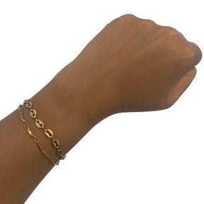Mix and match gold chain bracelets 