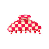 Corina Checkered Claw Hair Clip - Hot Pink Check