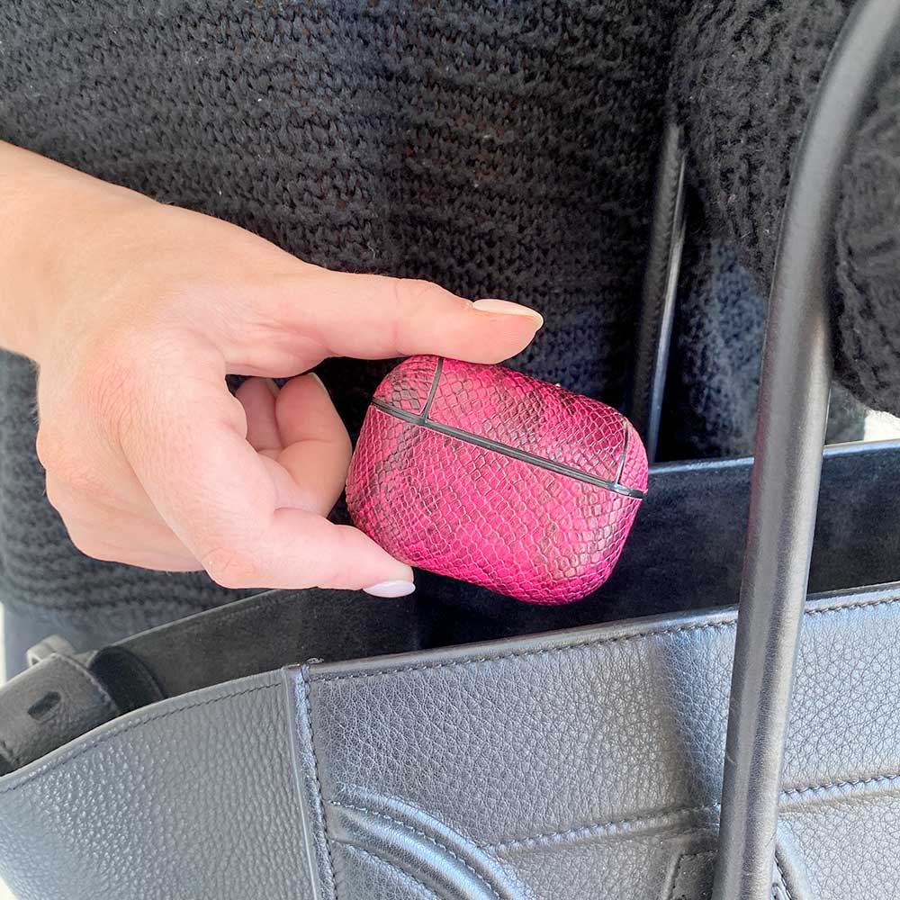 Cute pink vegan leather airpod pro case