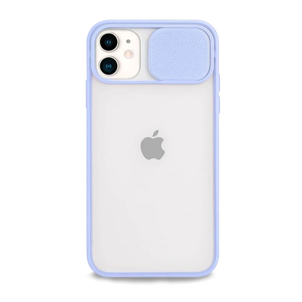 Light purple iPhone case with sliding camera cover