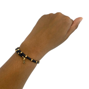 Navy and Gold Wrap Bracelet