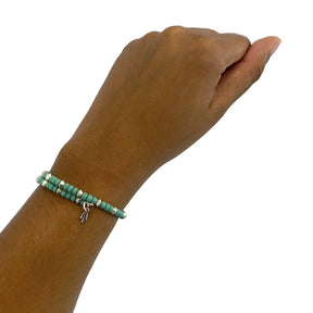 Teal and silver wrap bracelet