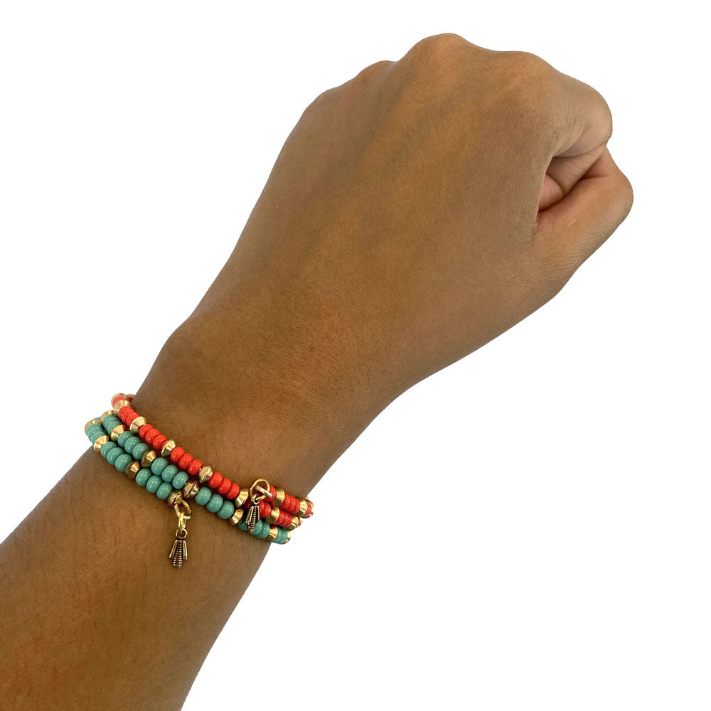 Cute red and teal wrap bracelets
