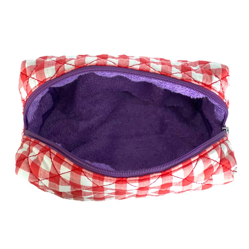 Makeup Bag Terrycloth Towelling Quilted Cosmetics Bag Teddy Purple Toiletry  Travel Bag 