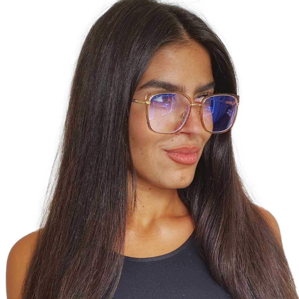 Sahara Square Blue Light Glasses Fifth Ninth Tan