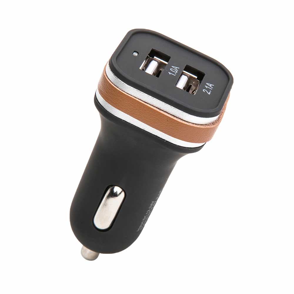 Tan Leather Wrapped Car Charger