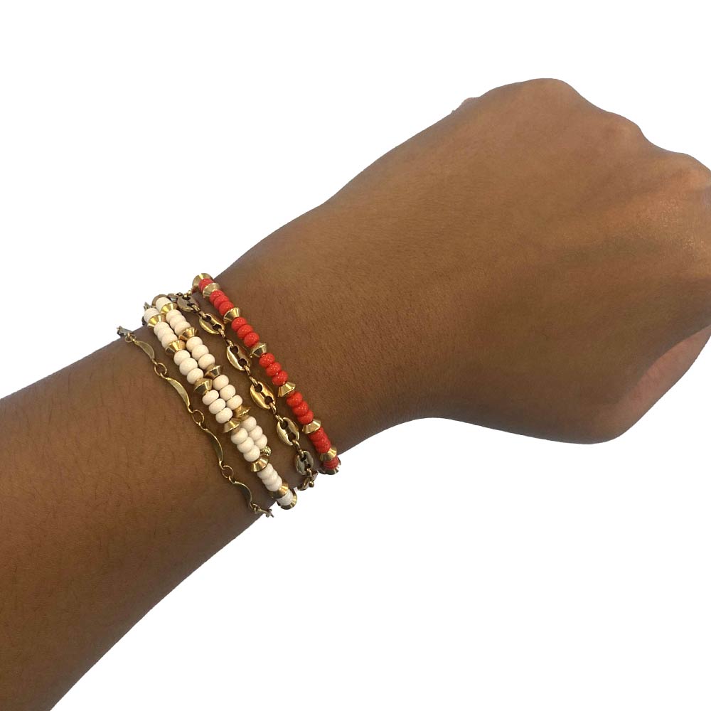 Gold chain bracelets and wrap bracelets